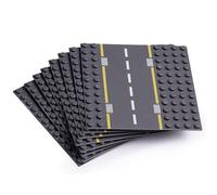 APOSTROPHE Games Building Block Road Base Plates for Large Blocks 19.1 cmx 19.1 cm, 8 Baseplates (4 Straight & 4 Curved Roads) Compatible with Leading Brands