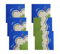 APOSTROPHE Games Island Building Blocks Base Plates Compatible with All Major Brands - 6 Pack of Beach Plates - 4 Corners & 2 Straight - 25.6 cm x 25.6 cm