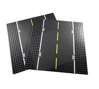APOSTROPHE Games Straight Road Building Block Base Plates, 2-Pack, Compatible with Major Brands