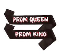 Aposwow 2 Pack Halloween Gothic Prom Queen and King Sashes, Halloween Zombie Party Supplies Accessories