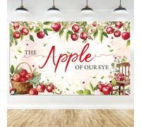 Aposwow Apple Baby Shower Decorations - The Apple of Our Eye Backdrop Banner Fruit Theme Photo Background for Gender Reveal Welcome Baby Girl Party Decor