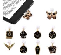 Aposwow Black Mystery Dust Plug Charm - 9 Pcs Tarot Moon Star Butterfly Dust Plug Charm Type C With Kindle and Phone Usb C Charging Port Pendant for Kindle for E-Readers Book Lover Women Men