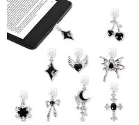 Aposwow Black Y2k Dust Plug Charm - 8 Pcs Black Moon Star Butterfly Dust Plug Charm Type C With Kindle and Phone Usb C Charging Port Pendant for Kindle Accessories for E-Readers Book Lover Women Men
