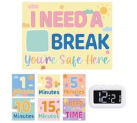 Aposwow Calm Down Corner Supplies Magnetic Break Cards Visual Timer Set