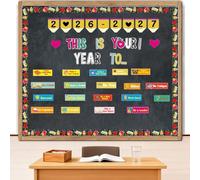 Aposwow Classroom Bulletin Board Sets - This is Your Year to Bulletin Board Sets Growth Mindset Positive Paper Cutouts Wall Decor School Office Decor Supplies