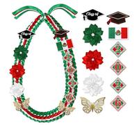 Aposwow Graduation Ribbon Lei 2026 - Mexican Lei Class of 2026, Double Braided Necklace Leis with 3 Satin Flowers Butterfly, High School College Graduation Gifts for Women Men, Grad Party Supplies