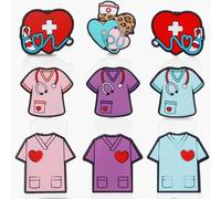 Aposwow Nurse Silicone Focal Beads, 9PCS 3D Nurse Uniform Silicone Beads for Beaded Pens Keychain Making, DIY RN Week Gifts Bracelets Necklaces Crafts Supplies