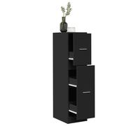 Apothecary Cabinet Black Engineered Wood 30x41x118 cm 2-Drawer Space Saver Slim
