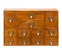 Apothecary Cabinet with 12 Drawers - Index Card Organiser - Vintage Chest of Drawers - Mahogany Wood Organiser - Office Desk Drawer Organiser for Herb Storage, Pharmacist Journals