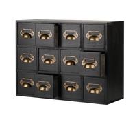 Apothecary Drawers Apothecary Cabinet with Drawers Card Catalog Cabinet Wooden Card Catalog Wooden Storage Box for Desktop Organizer (Black12)