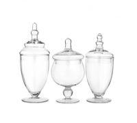 Apothecary Jars with Lids Set of 3, Home Essentials & Beyond, for Candy Buffet, Glass decor, Laundry Room, Potpourri, and Bathroom SMALL Jars
