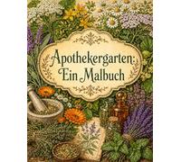 Apothekergarten: Ein Malbuch: 60 botanische Illustrationen von Heilpflanzen mit lateinischen Namen - Heilkräuter, Wurzeln, Blüten, Samen und Rinde mit Apothekenobjekten für Erwachsene