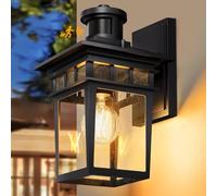 APOTO Motion Sensor Outdoor Wall Lights, Dusk Till Dawn Security Light | Cast Aluminium Anti-Rust, Waterproof, Tempered Glass, Easy to Install, Modern PIR Outside Lights Mains Powered for Front Door