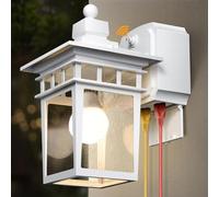 APOTO White Outdoor Porch Lights with GFCI Outlet,Dusk to Dawn Outdoor Lighting Work with Security Camera,Aluminum Exterior Outdoor Wall Lights Fixture,Waterproof Outside Lights for House