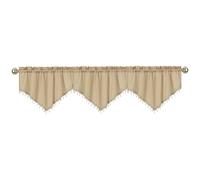 apott Beige Curtain Swags for Windows 3PCS Beaded Valance Curtains Farmhouse Kitchen Drapes Small Window Treatment Set for Living Room Doorway W51xH24 Inch