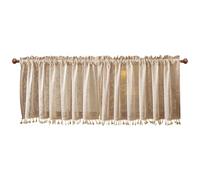 apott Beige Valance for Windows Short Net Curtains for Kitchen Cafe Curtain Valance Leaf Pattern Short Window Panels for Bedroom Living Room, 140x45cm