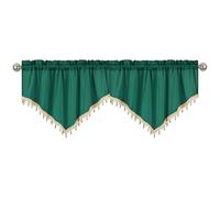 apott Green Curtain Swags for Windows 2PCS Beaded Valance Curtains Farmhouse Kitchen Drapes Small Window Treatment Set for Living Room Doorway W51xH24 Inch