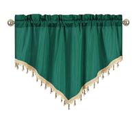 apott Green Curtain Swags for Windows Beaded Valance Curtains Farmhouse Kitchen Drapes Small Window Treatment Set for Living Room Doorway W51xH24 Inch
