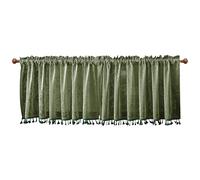 apott Green Valance for Windows Short Net Curtains for Kitchen Cafe Curtain Valance Leaf Pattern Short Window Panels for Bedroom Living Room, 140x45cm