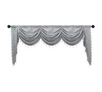 apott Grey Swag Valance for Windows Waterfall Valance Curtains Beaded Voile Swags Small Lace Drapes for Living Room Bedroom Party 98x 41 Inch