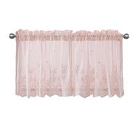 apott Lace Window Valance Pink Sheer Curtain Valance Floral Kitchen Curtains Tiers Decoractive Voile Drapes for Living Room Cafe, 51x24 Inch