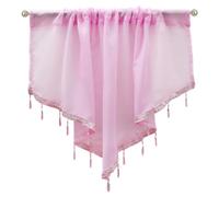 apott Pink Swag Valance for Windows Sheer Voile Panels with Beads Rod Pocket Lace Valance Curtains 51 inch Length for Kitchen Living Room