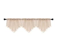 apott Sheer Valance Curtains 3 Pack Beige Swags for Windows Small Lace Drapes Set Decorative Window Treatment Tiers for Kitchen Living Room, Leaves Pattern