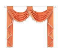 apott Swag Valance for Windows Orange Waterfall Valance with Beads Luxurious Short Curtain Drapes for Living Room Kitchen Cafe H49xW61 Inch