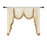 apott White Valance for Windows Waterfall Valance Curtains with Tassels Velvet Luxurious Pelmet Swag Window Treatment Drapes for Living Room Bedroom H49xW61 Inch