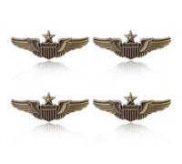 Apoukmty 4Pcs Wings Pin Wing Pilot Air Force Senior Pilot Wing Badge, Standard, Metal, no gemstone