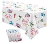 APOWBLS Surf's Up Party Decorations Tablecloth Girls - Disposable Pink Surf Birthday Party Supplies Table Cover, Summer Hawaiian Beach Surfing Birthday Decorations Table Cloth - 3Pack (54in x 108in)
