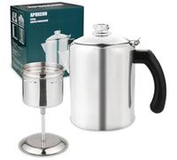 APOXCON Coffee Percolator Pot Stainless Steel Coffee Maker with Heat Resistant Tough Glass Knob Camping Coffee Pot Using on any Stovetop Silver 8 Cup