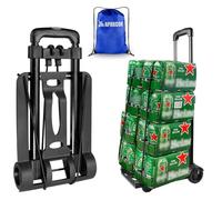 APOXCON Folding Hand Truck, Foldable Dolly Cart with Two Wheels, Collapsible Hand Cart with Adjustable Handle Lightweight Trolley Cart for Moving, Travel, Shopping, Office Use, Portable & Compact