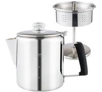 APOXCON Multi Use Coffee Percolator Stainless Steel Stove Top Coffee Maker with Heat Tough Glass Lid Silica Handle Camping Coffee Pot Using on Campfire - 6 Cups