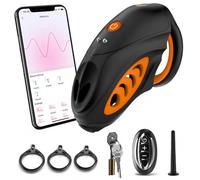 APP Controlled E-Stim Male Chastity Cage with Remote and 6 Rings | 10 E-Stim Intensities, 6 Adjustable Rings, 2 Keys, Dual Control Options
