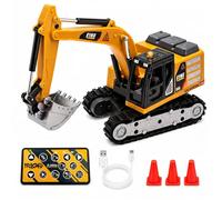 APP + Remote Control Excavator with Programmable Coding for Kids, 2.4G & Bluetooth Dual Control Alloy Digger Toy, 1:64 Scale Educational Construction Vehicle for Boys Girls Age 6+，Birthday Gift