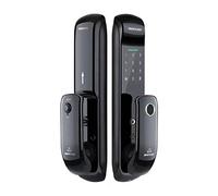 App Smart Door Lock, Digital Numbers with Biometric Fingerprint Intelligent Electronic Push Pull Screen Camera (8 Handle2), Black