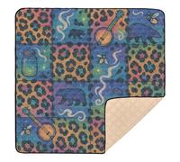 Appalachian Folk Psychedelia Leopard Print Soft Padded Baby Activity Play Mat for Floor Waterproof Kicking Mat for Baby Toddler Infant, 50'' x 50''
