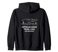Appalachian Trail USA Hiking Line Art Long Distance Trek Zip Hoodie