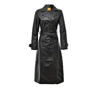 Apparel Eagle Double Breast Women's Long Coat, Real Lambskin Black Leather, Classic, Trendy (UK, Alpha, M, Regular, Regular, BLACK-072-AE)