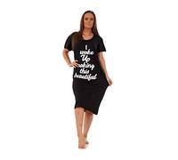 Apparel Ladies Nightdress Round Neck Printed Words Short Sleeve Nightie Nightshirt M-XXL