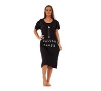 Apparel Ladies Nightdress Round Neck Printed Words Short Sleeve Nightie Nightshirt M-XXL