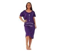 Apparel Ladies Nightdress Round Neck Printed Words Short Sleeve Nightie Nightshirt M-XXL