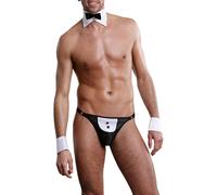 Apparel T Men's Stripper Menswear Sexy Stripper Menswear Stripper Menswear Costume Set Consisting Of Bow Tie Briefs And Wrist Wraps Sexy Men's Erotic Lingerie Man Create Gift (Black, One Size)