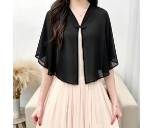 Apparel Women's Lightweight Chiffon Bolero Cardigan With Frog Closing Bow | Apparel Head Neck Covering Women Silk Ribbon Scarf Skinny Headbands Handbag Handle Wrap Fashion Headscarf Kerchief Shrugs