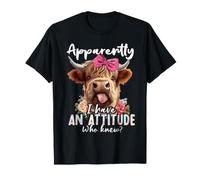 Apparently I Have an Attitude Cute Highland Cow T-Shirt
