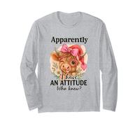 Apparently I Have an Attitude Highland Cow Funny Bow Glasses Long Sleeve T-Shirt