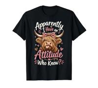 Apparently I Have an Attitude Who Knew Highland Cow Farm Value Graphic T-Shirt, Men, Black, S