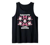 Apparently I Like Soccer Pink Bow Coquette Meme Design Tank Top
