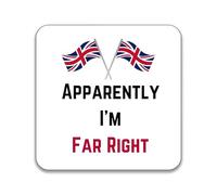 Apparently I'm Far Right - Union Jacks - Pack of 10 Square Stickers - 55mm x 55mm